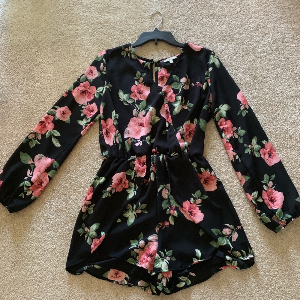 Black Floral Romper
